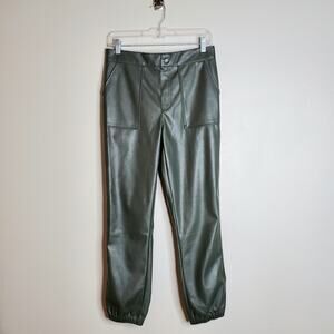 Edgy Casual Faux Leather Joggers S Green Going Out Fall Streetwear Mauby NWT